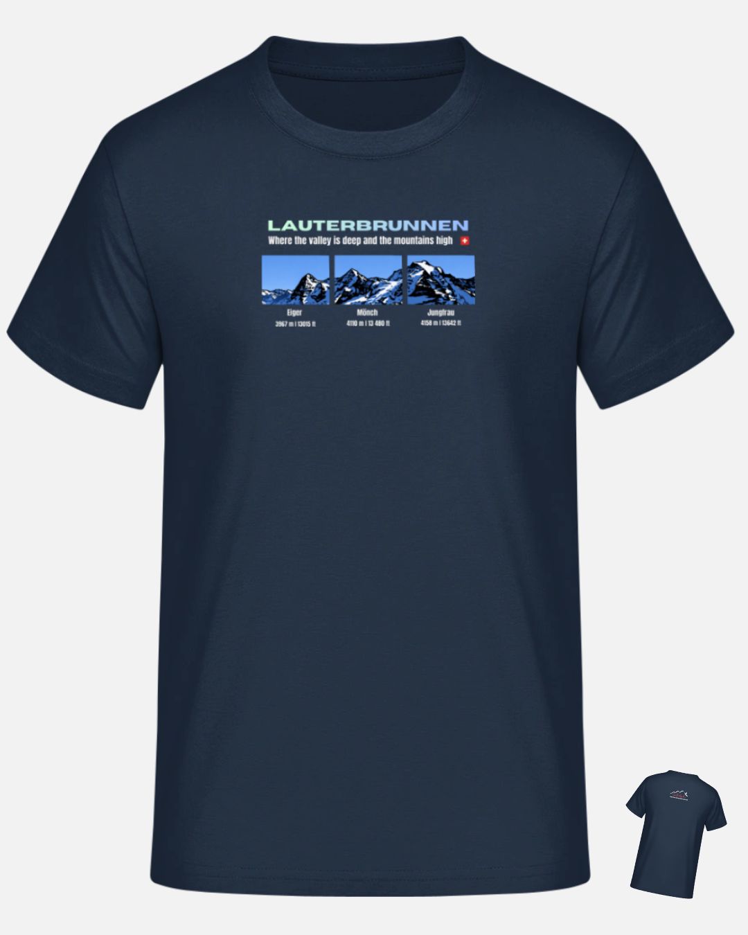Eiger Mönch Jungfrau — Herren T-Shirt — Navyblau